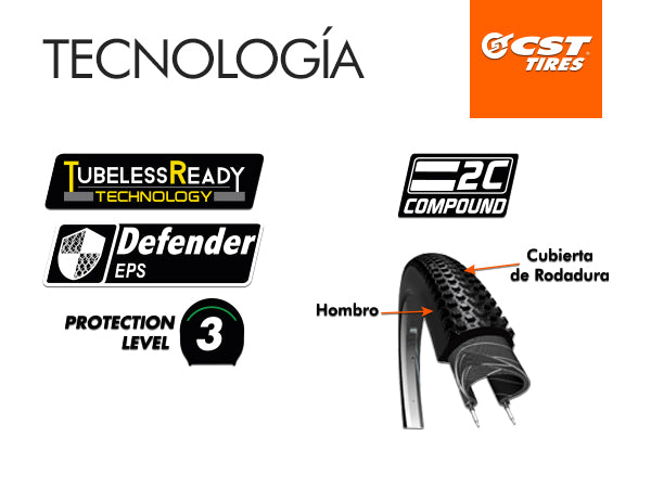 Neumatico CST Endurance BFT II, Tubeless, Doble Compuesto,60 TPI Black.