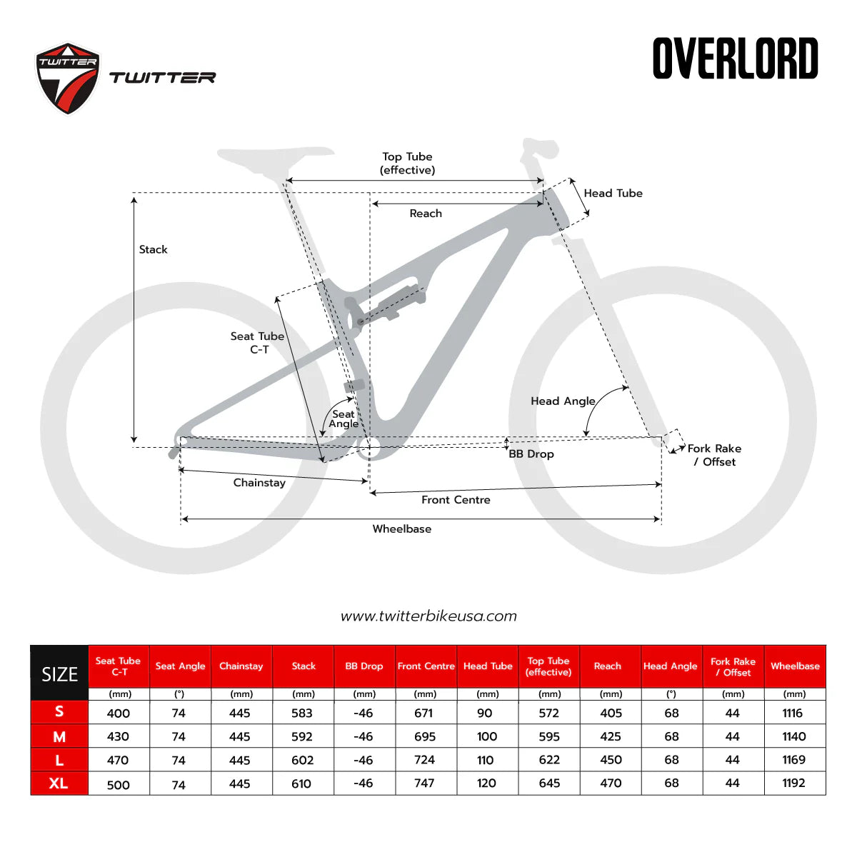Bicicleta Carbono Twitter Overlord SRAM SX-12S